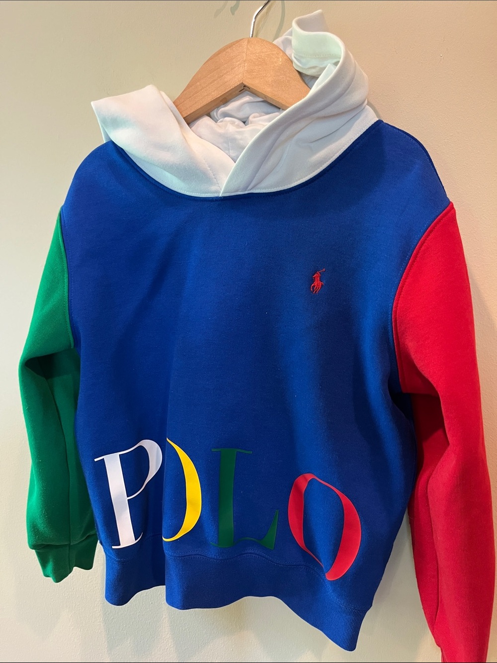 Polo by Ralph Lauren Blue Colorblock Crewneck Sweater with Multicolor Logo